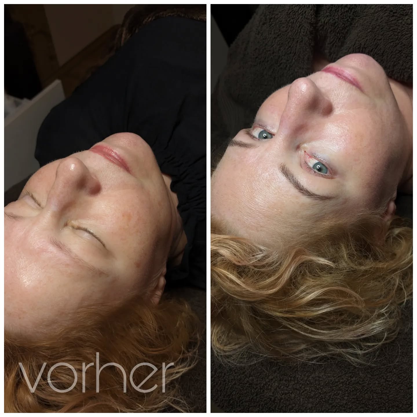 Vorher-und-nachher Vergleich der Augenbrauen bei der Permanent Make-up Behandlung.